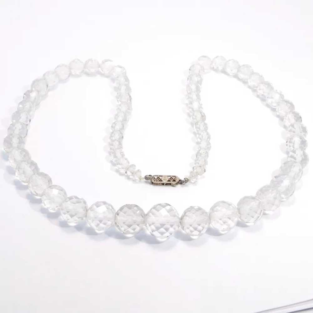 Edwardian Necklace Faceted Quartz Crystal 14k Whi… - image 3