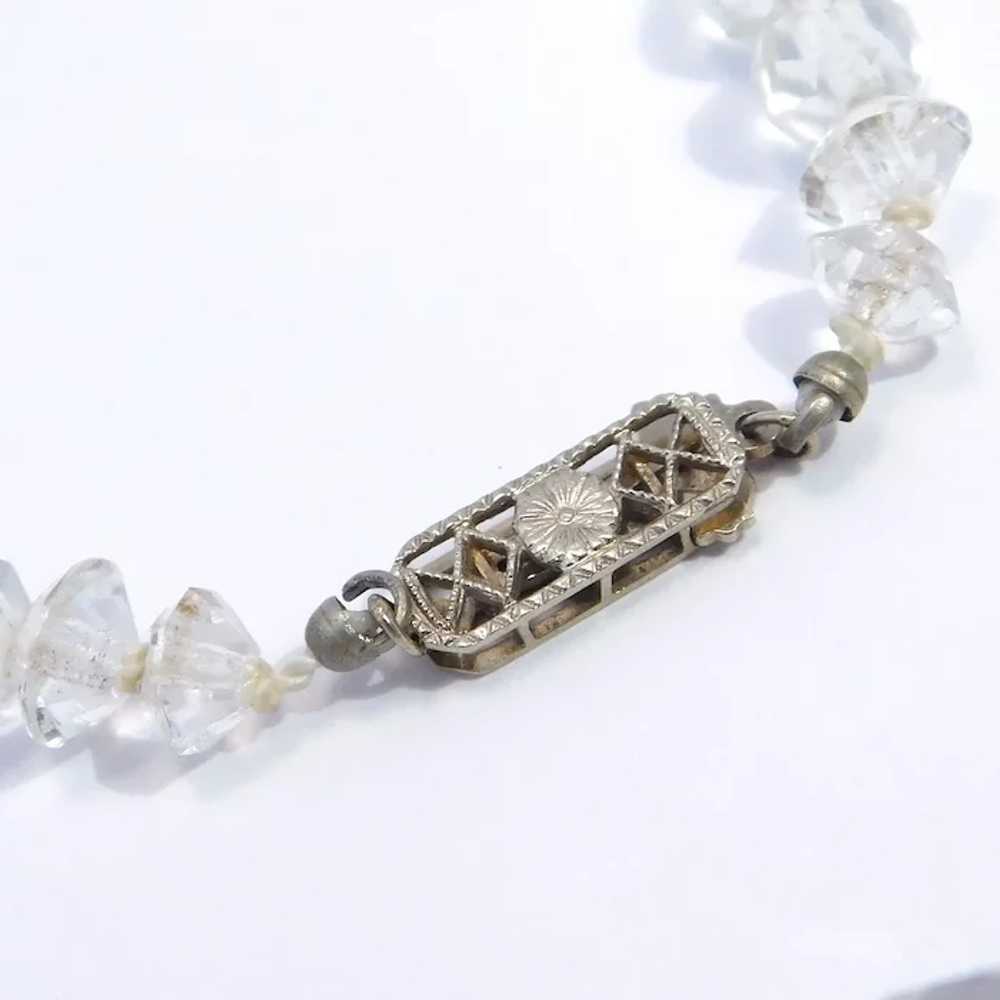 Edwardian Necklace Faceted Quartz Crystal 14k Whi… - image 5