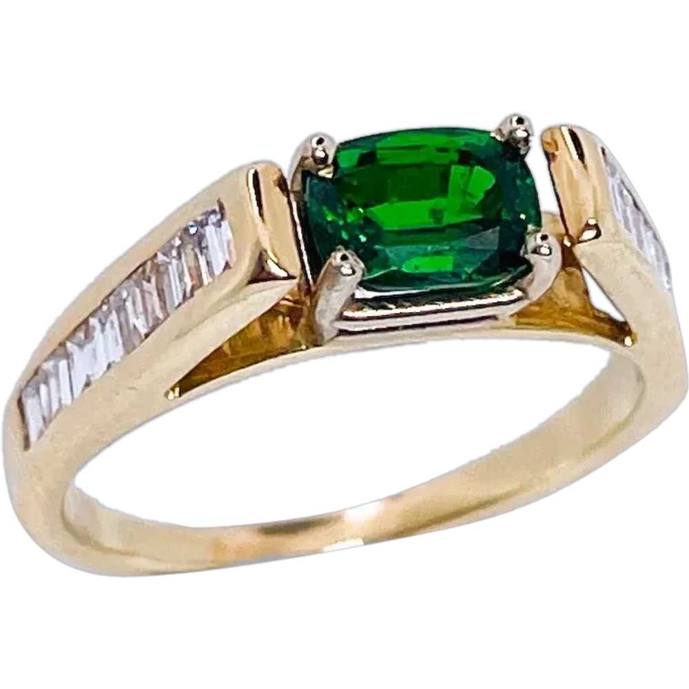 Tsavorite Diamond Ring 14K Gold Engagement Ring W… - image 1
