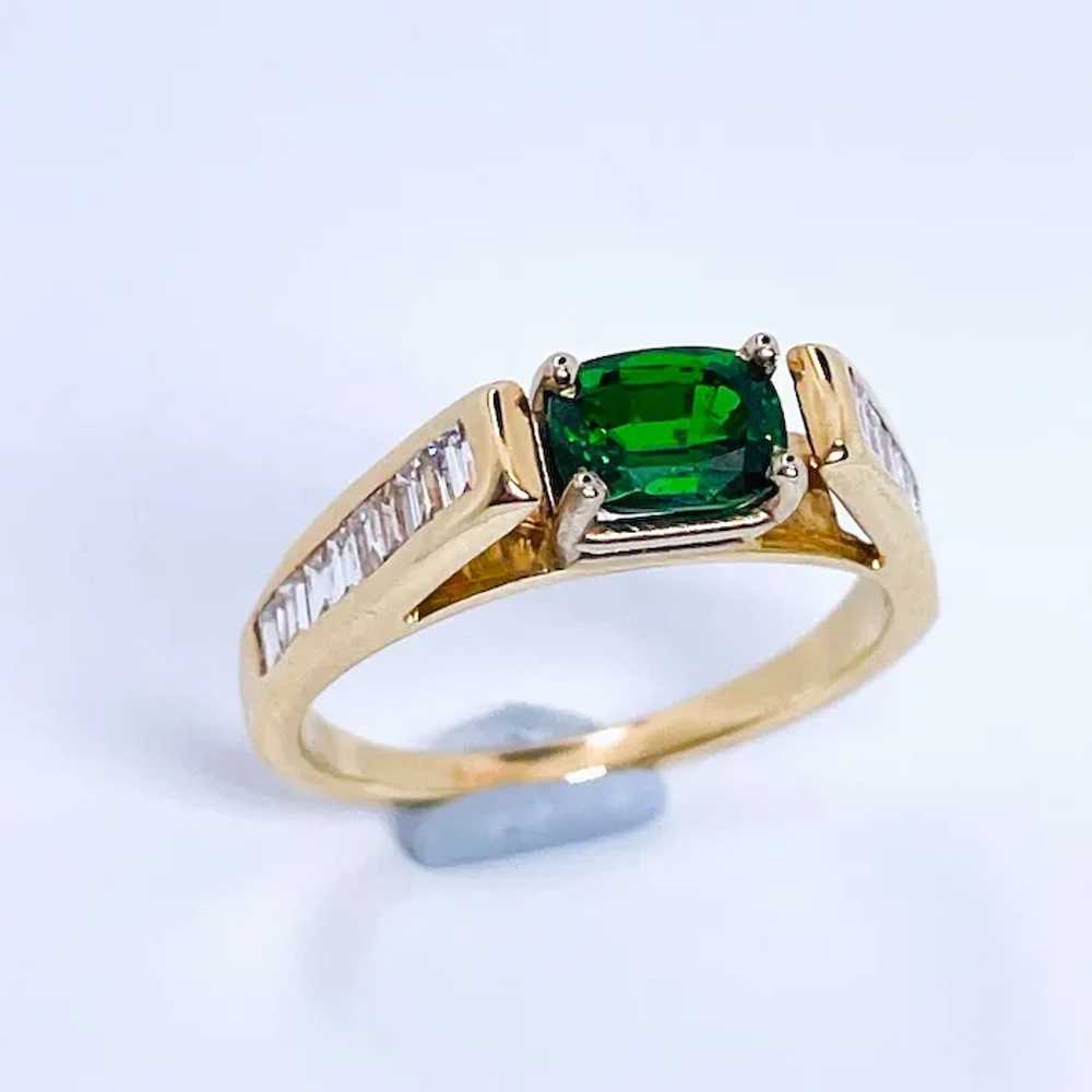 Tsavorite Diamond Ring 14K Gold Engagement Ring W… - image 2