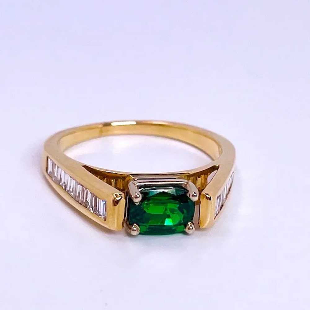 Tsavorite Diamond Ring 14K Gold Engagement Ring W… - image 3