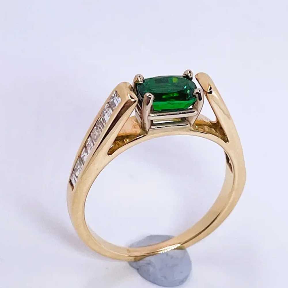 Tsavorite Diamond Ring 14K Gold Engagement Ring W… - image 4