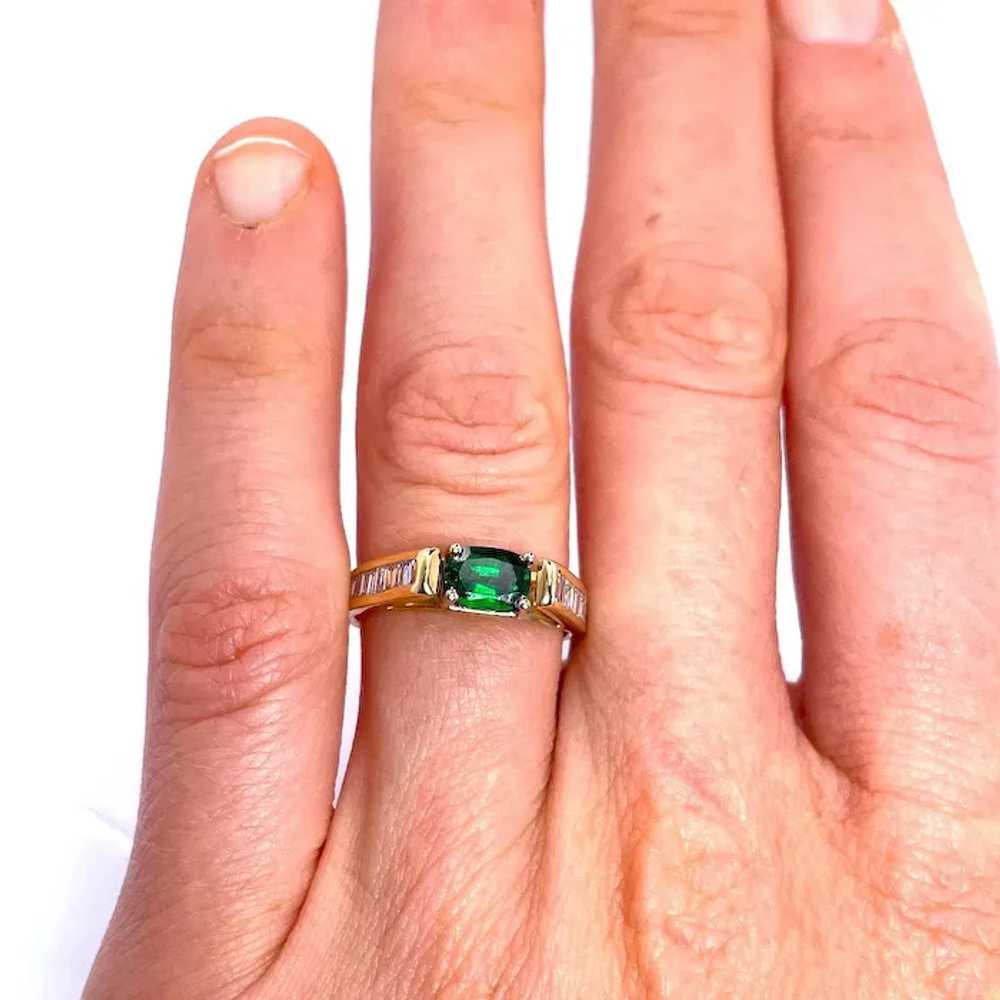 Tsavorite Diamond Ring 14K Gold Engagement Ring W… - image 5