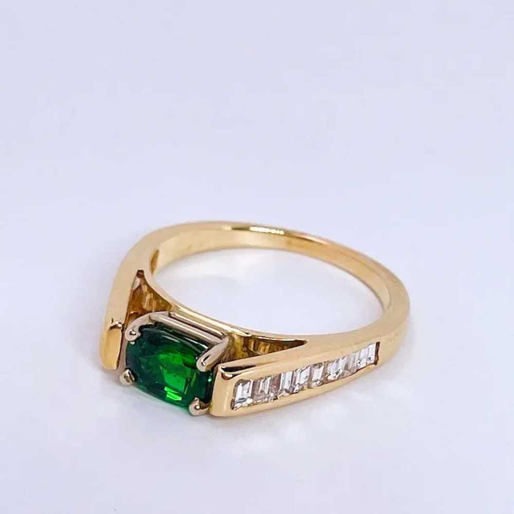Tsavorite Diamond Ring 14K Gold Engagement Ring W… - image 6