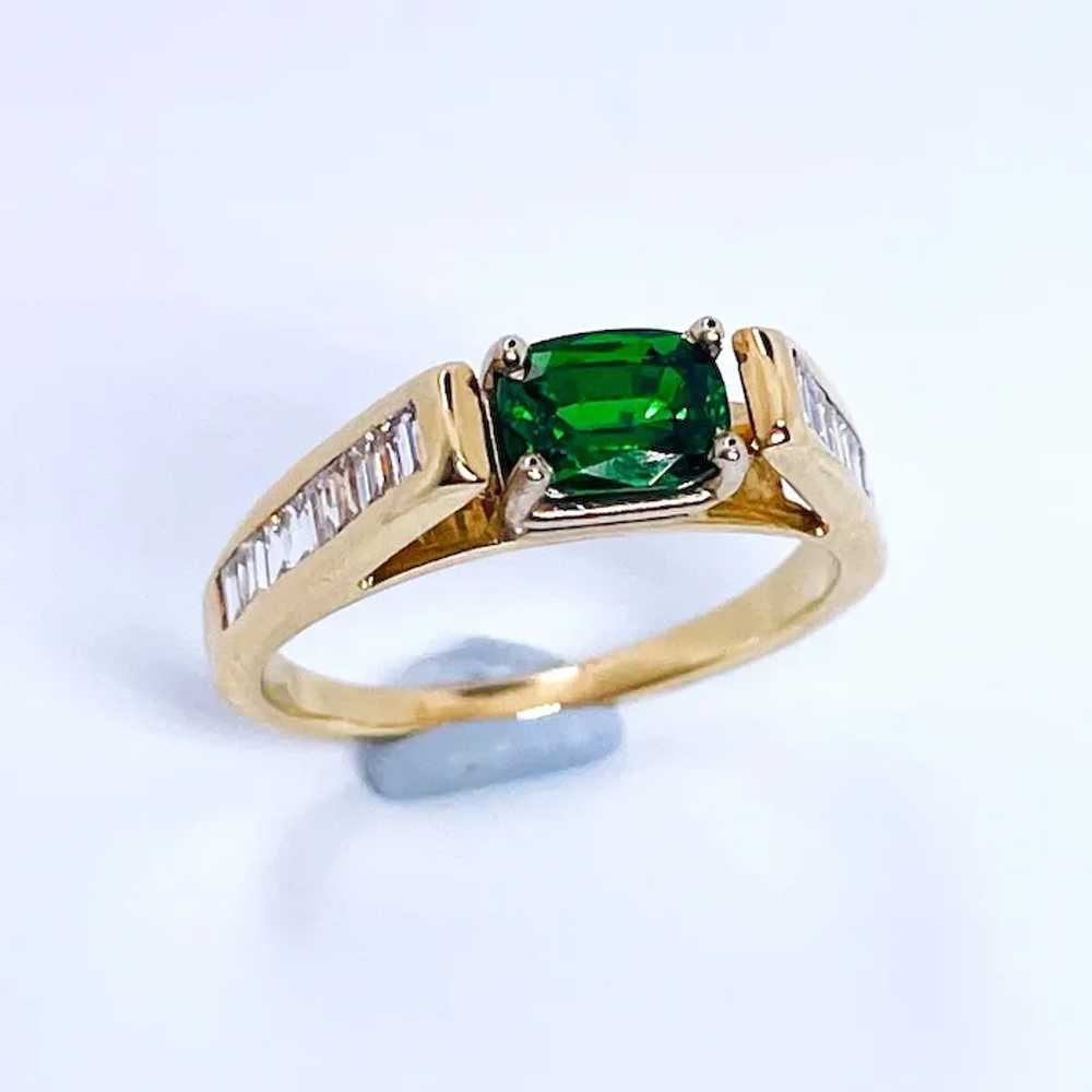 Tsavorite Diamond Ring 14K Gold Engagement Ring W… - image 9