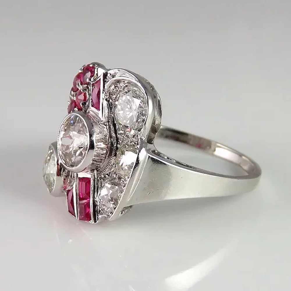 Art Deco Ruby Engagement Ring Art Deco Diamond En… - image 4