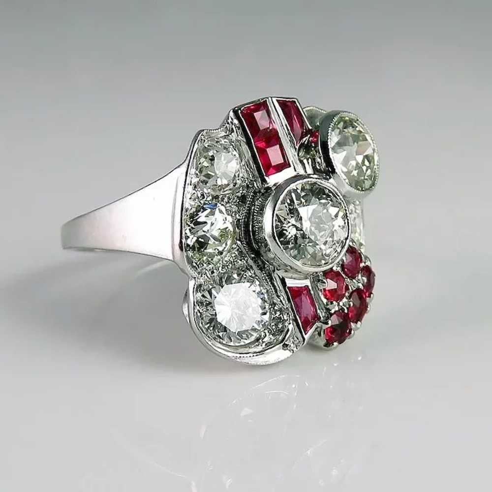 Art Deco Ruby Engagement Ring Art Deco Diamond En… - image 5