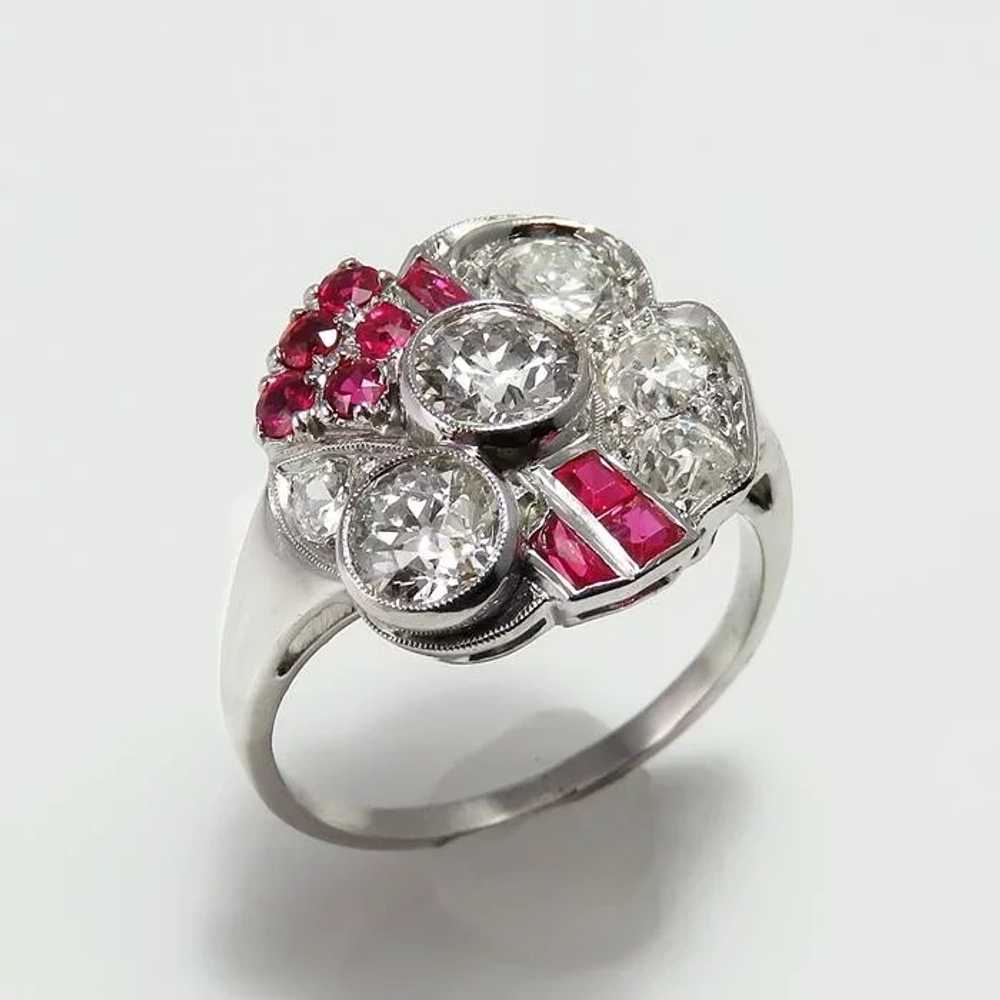 Art Deco Ruby Engagement Ring Art Deco Diamond En… - image 6