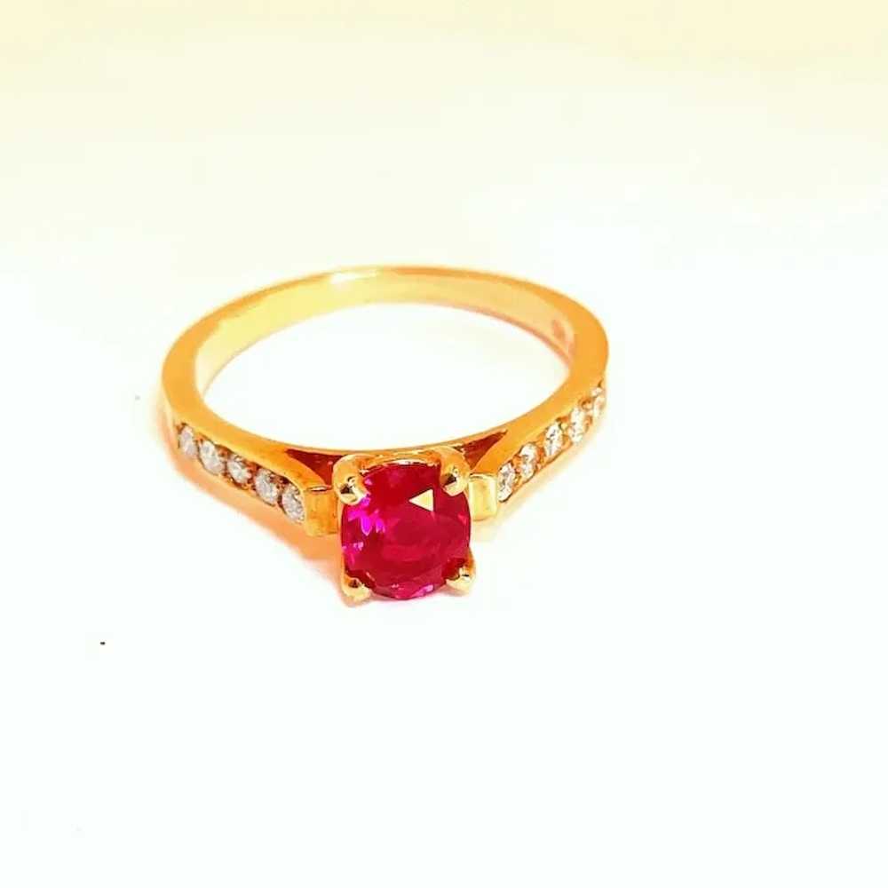 OVAL CUT RED Ruby Engagement Ring 14K Yellow Gold… - image 3