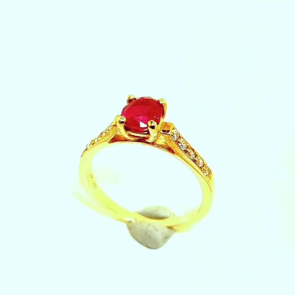 OVAL CUT RED Ruby Engagement Ring 14K Yellow Gold… - image 6