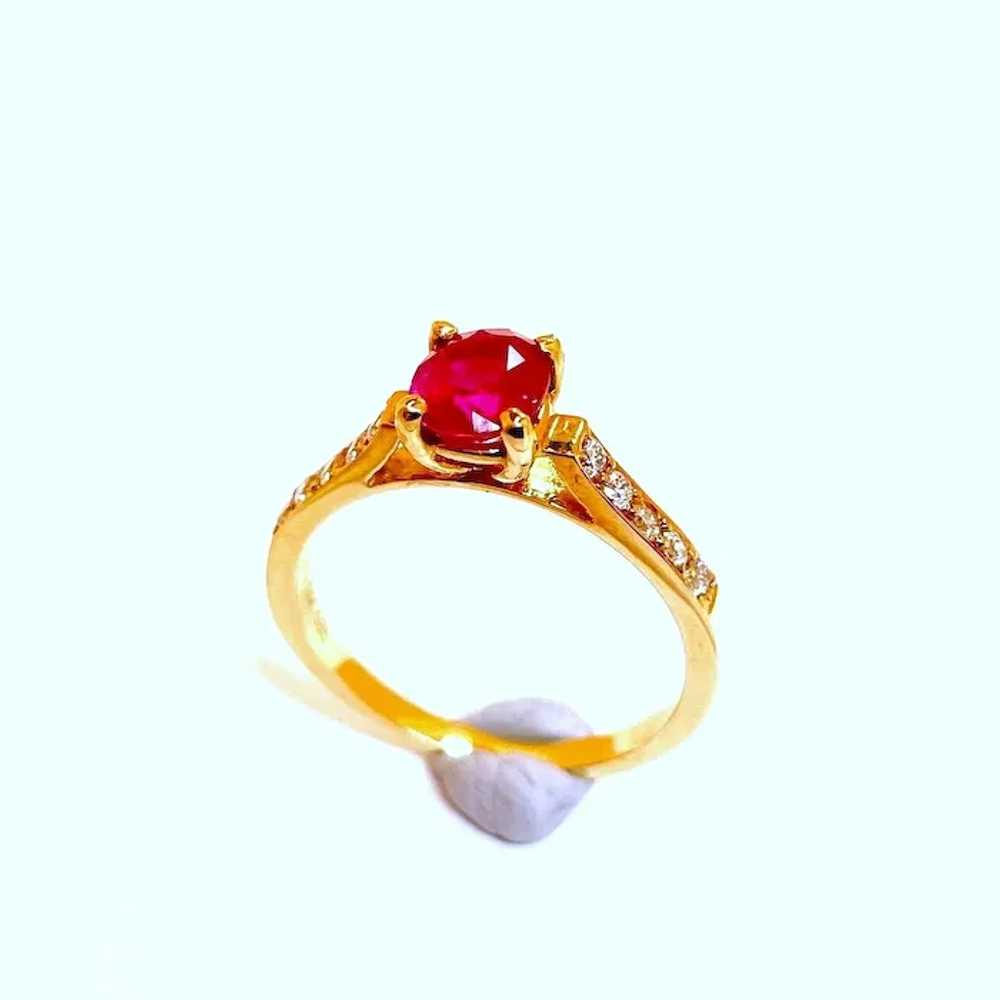 OVAL CUT RED Ruby Engagement Ring 14K Yellow Gold… - image 7