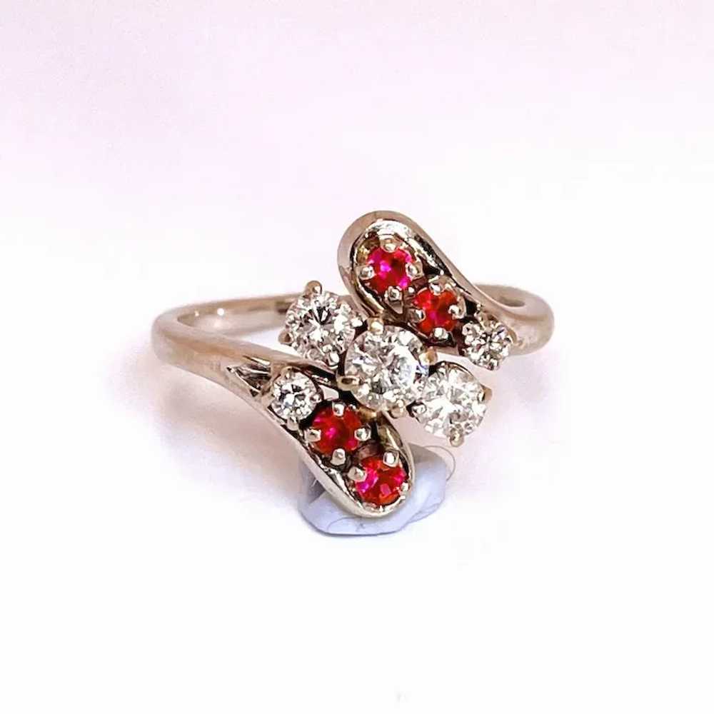 Art Deco Antique Ruby and Diamond Ring 14K White … - image 6