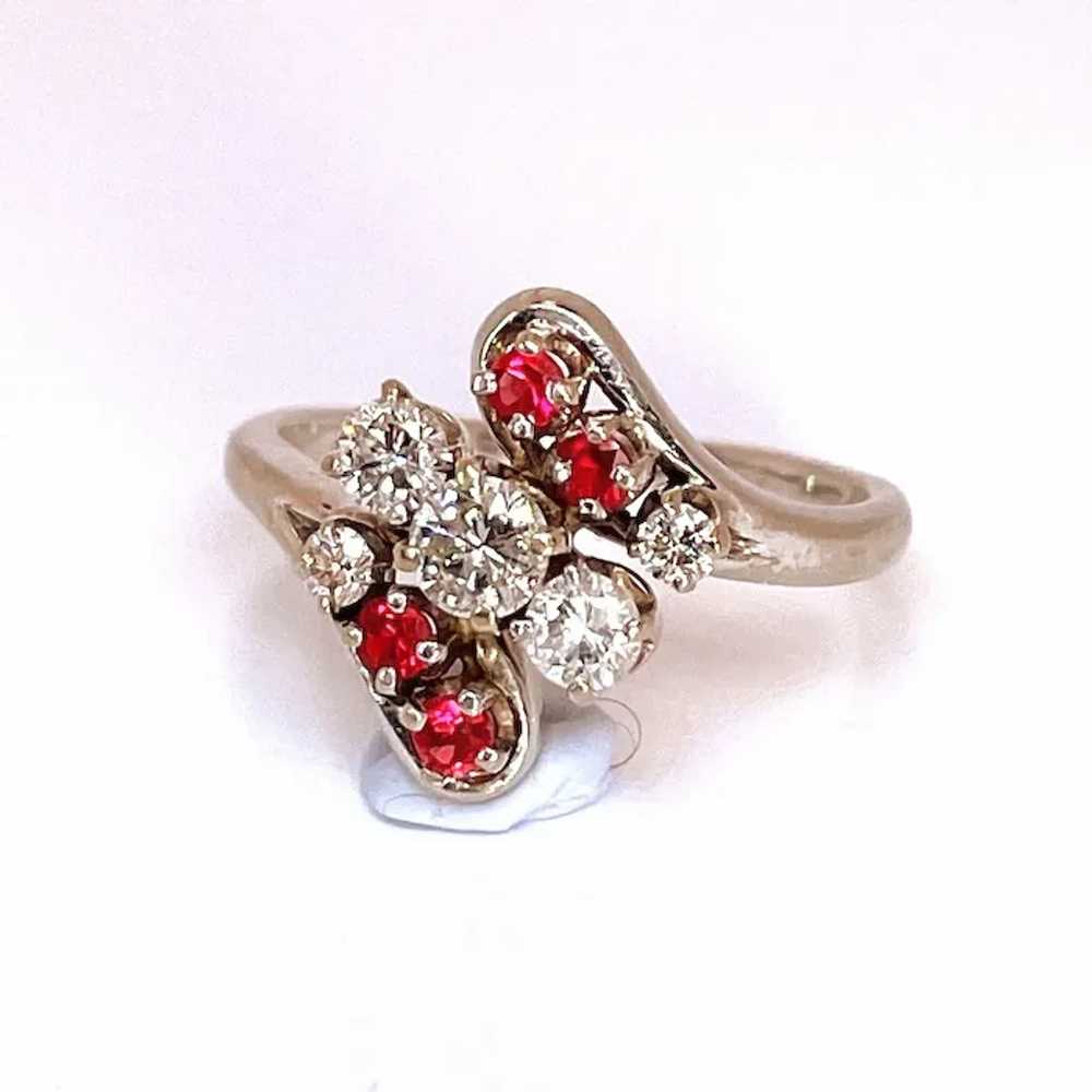 Art Deco Antique Ruby and Diamond Ring 14K White … - image 7