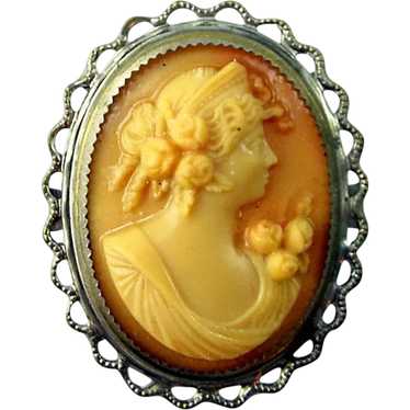 Antique Victorian Shell Cameo of Goddess Hera Set High In Micromosaic -  Ruby Lane