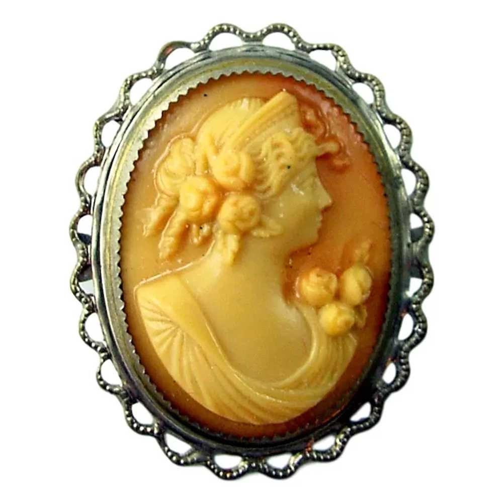 Vintage Celluloid High Relief Detailed CAMEO Broo… - image 2