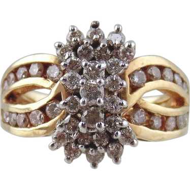 10 kt Two-tone Gold Cluster Diamond Ring