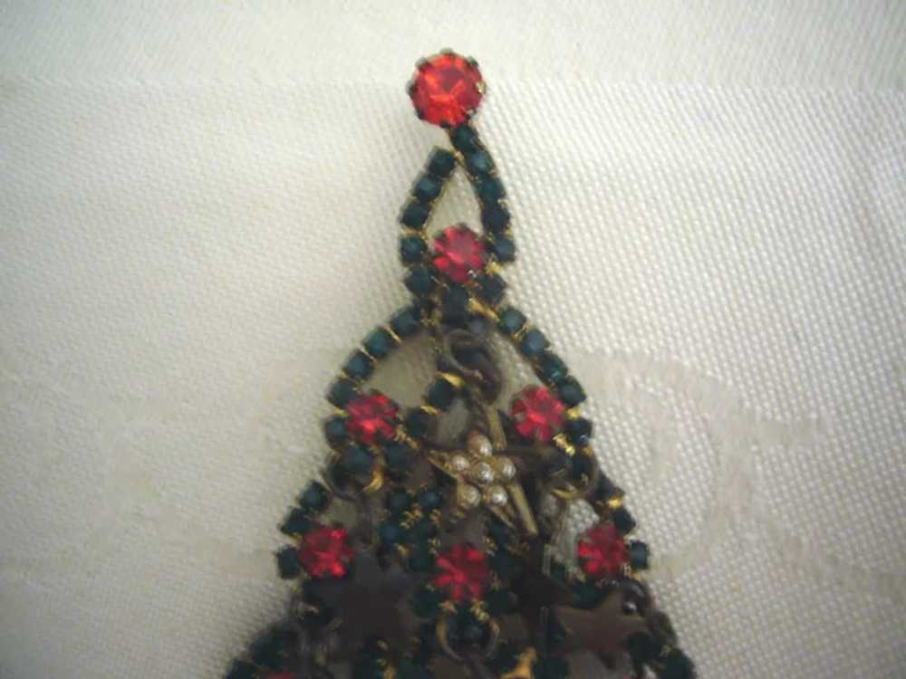 Christmas Tree PinBrooch with Rhinestones - image 2