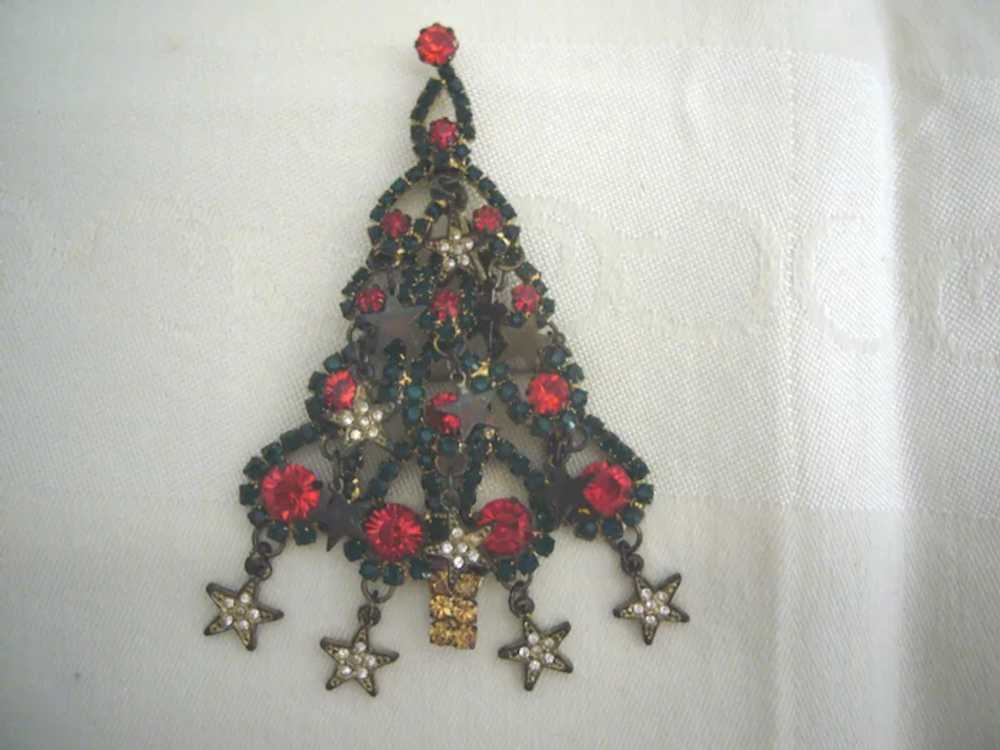 Christmas Tree PinBrooch with Rhinestones - image 5