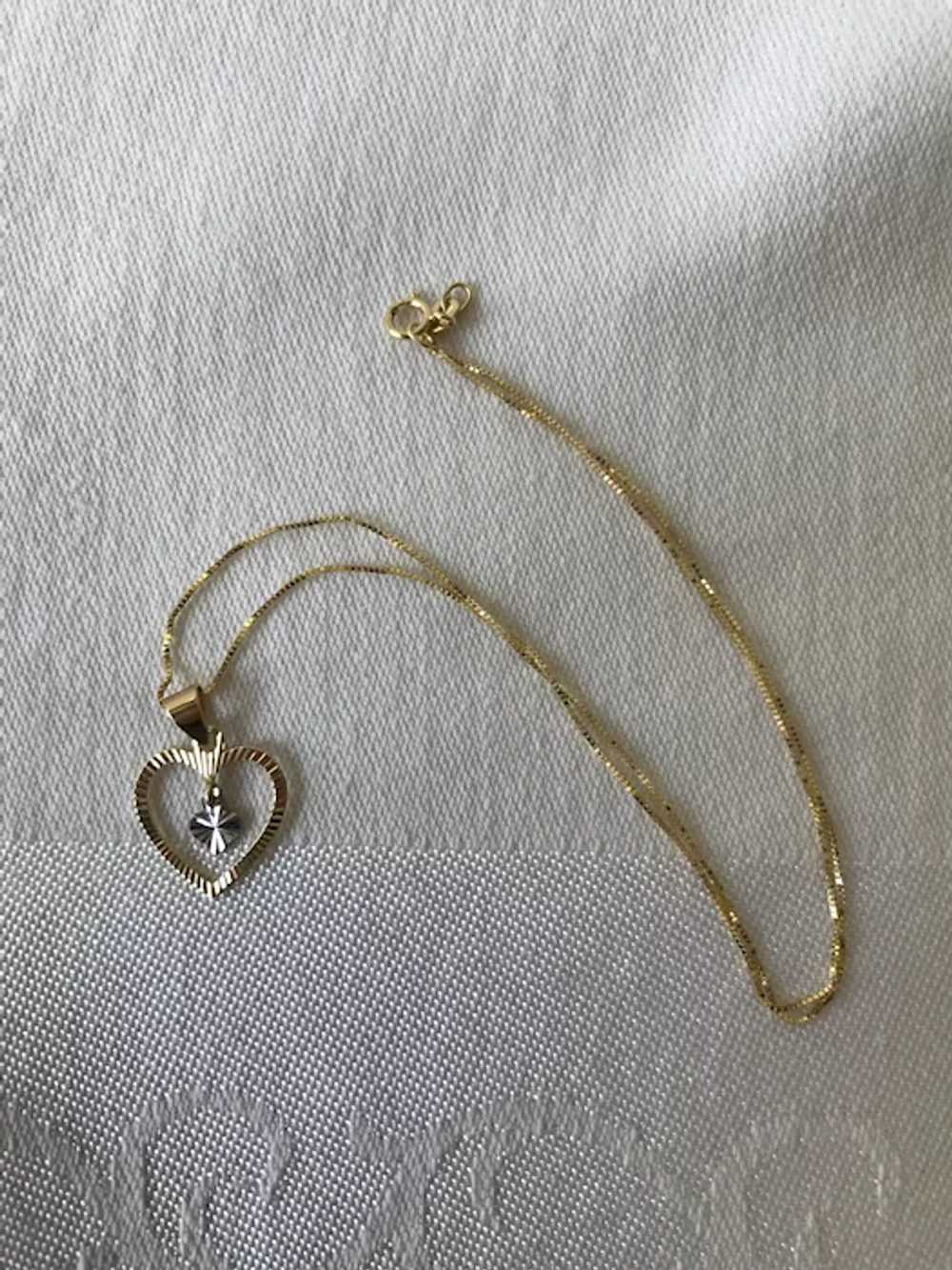 Etched 14K Gold Heart Pendant Necklace - image 10