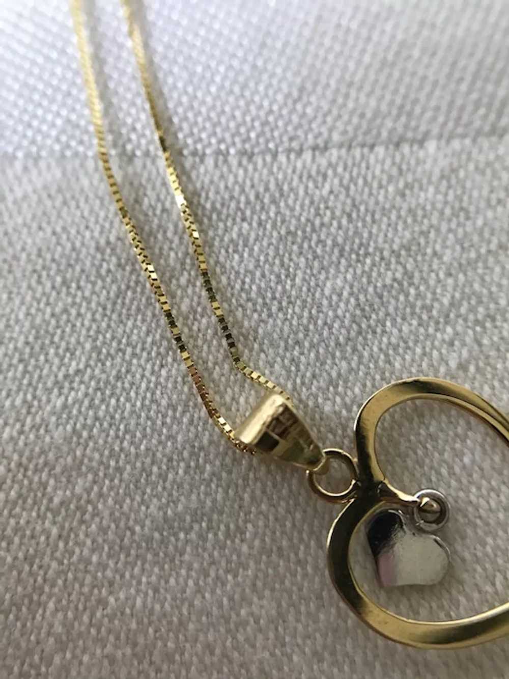 Etched 14K Gold Heart Pendant Necklace - image 5