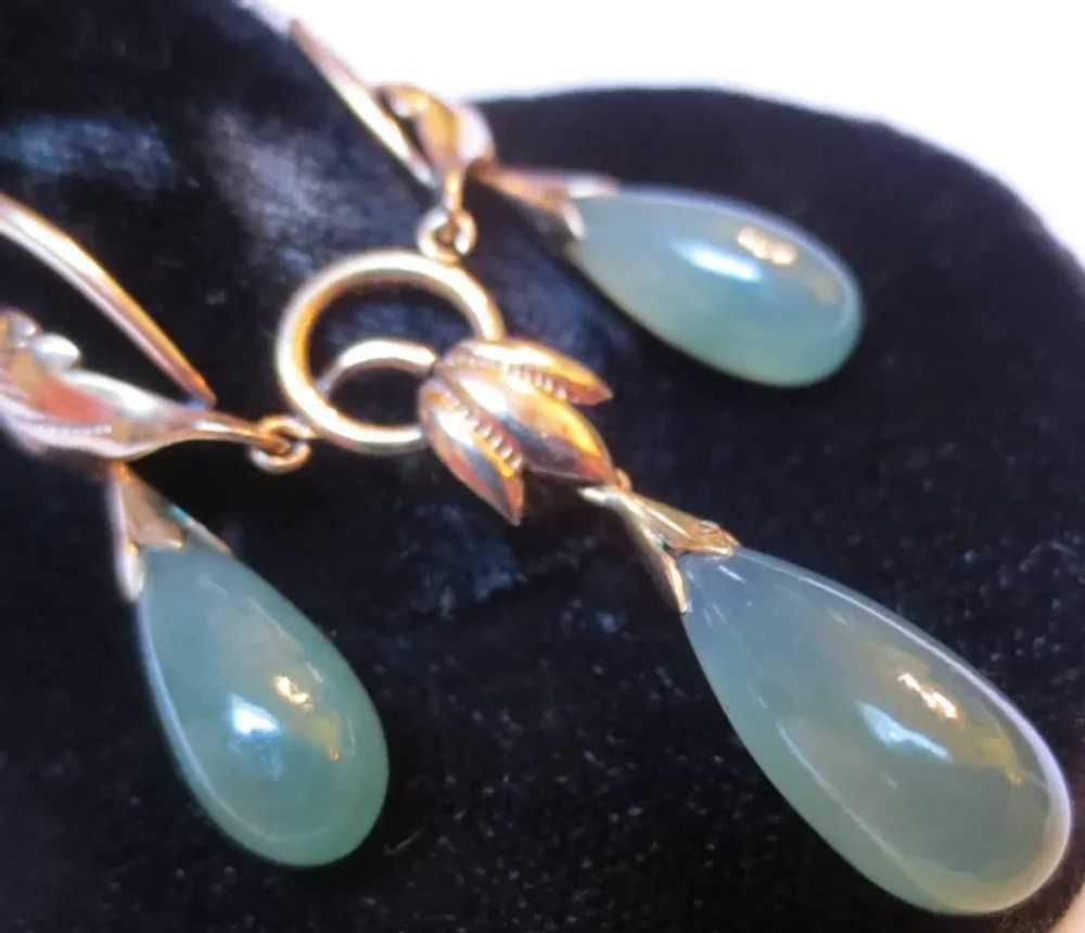 Lovely Vintage Jade Drop 14K Gold Necklace - image 5