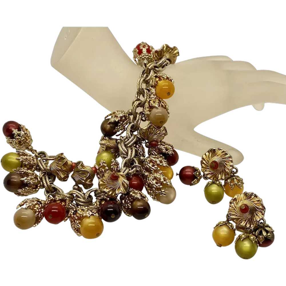 NAPIER Opulent Moonglow Lucite Charm Bracelet and… - image 1