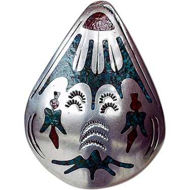 Hopi Silvercraft Inlaid Pendant - image 1