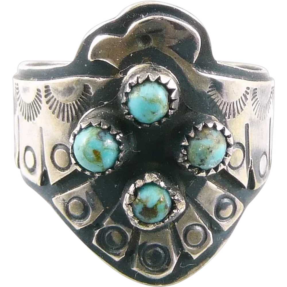 HUGE 1970s 80s Signed Zuni Handmade Sterling Silv… - image 1