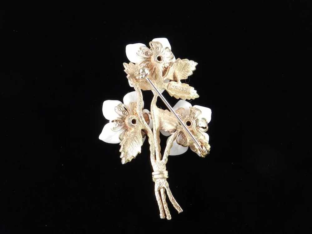 COROCRAFT Coro Craft Flower Blossom Brooch Pin Rh… - image 4