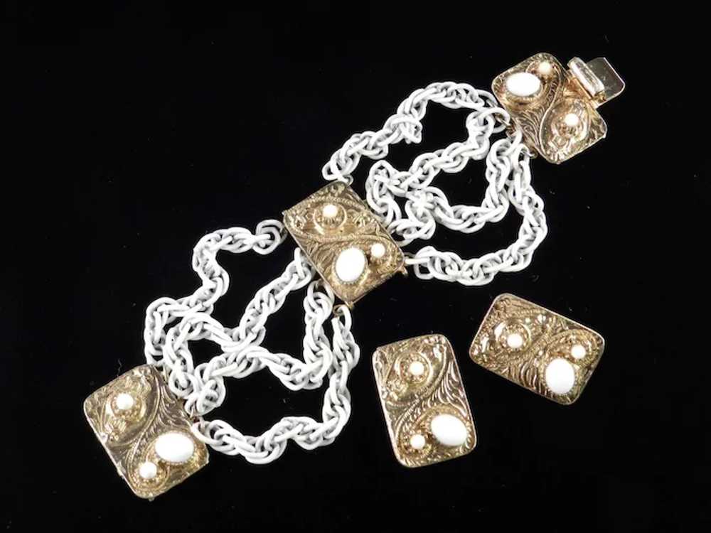 Hobe Chain Link Bracelet Cabochon Bead Stations E… - image 3