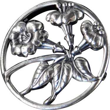 Danecraft Sterling Silver Trumpet Flower Brooch P… - image 1