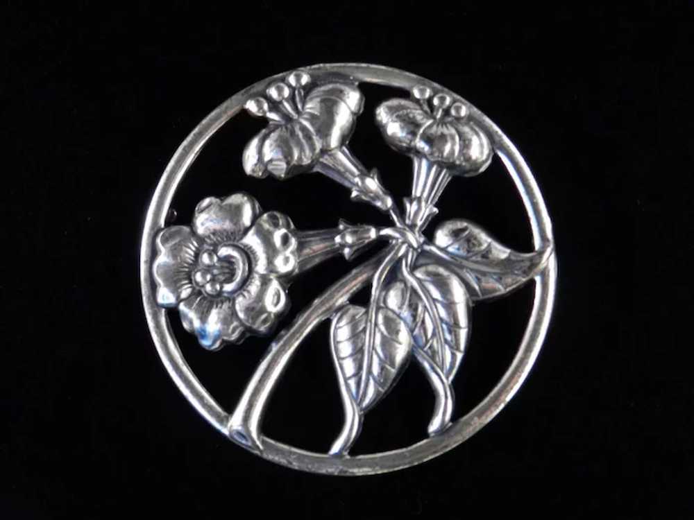 Danecraft Sterling Silver Trumpet Flower Brooch P… - image 3