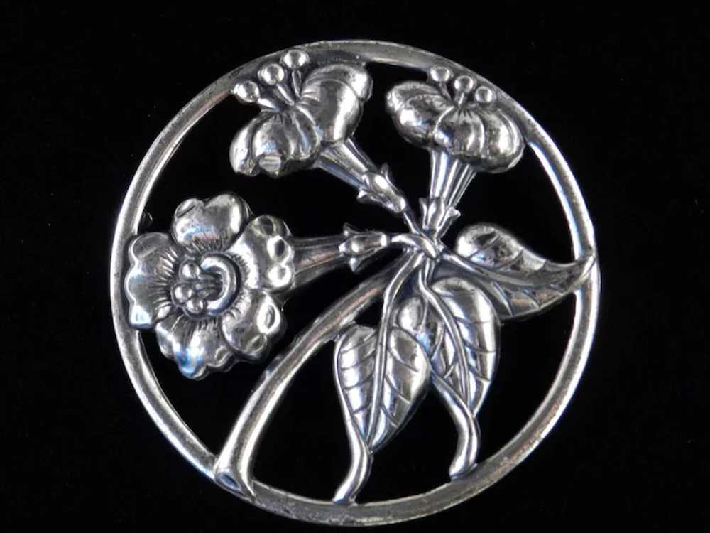 Danecraft Sterling Silver Trumpet Flower Brooch P… - image 4