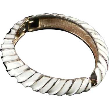 Les Bernard Enamel Domed Hinged Cuff Bracelet