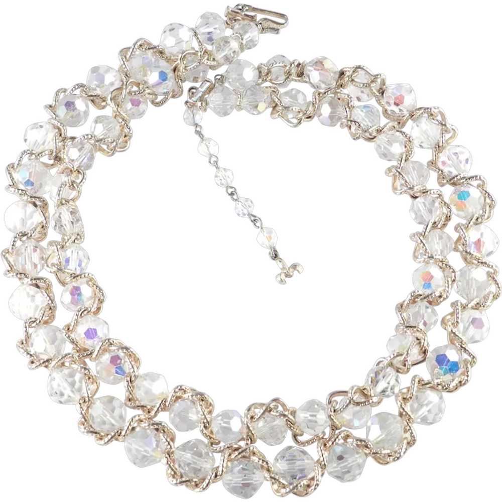 Vendome Coro Chain Wrapped Crystal Glass Bead Dou… - image 1