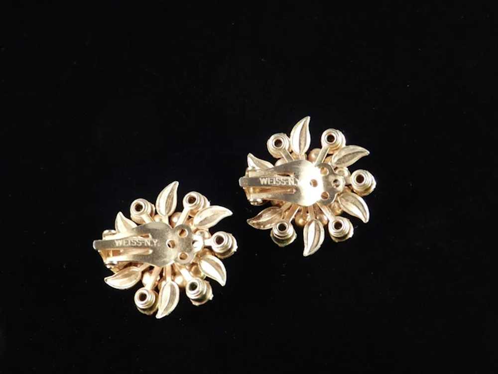 Weiss N.Y. Rhinestone Milk Glass Enamel Earrings - image 7