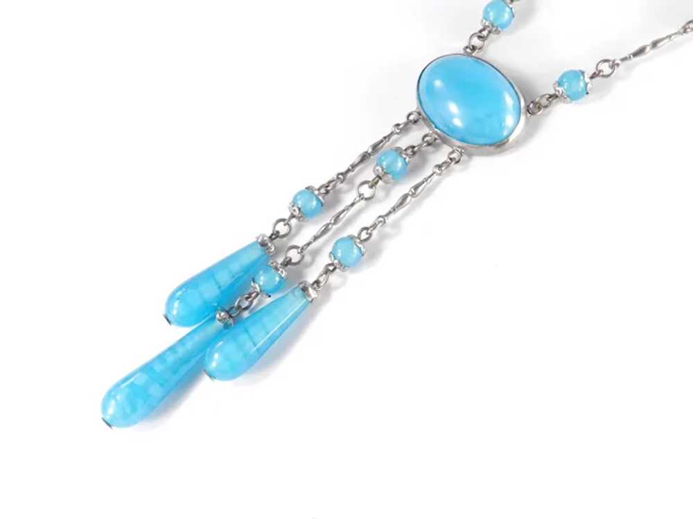 Art Deco Czech Glass Bead Pendeloque Dangle Neckl… - image 2