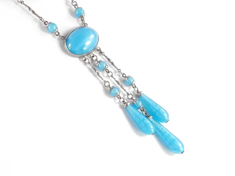 Art Deco Czech Glass Bead Pendeloque Dangle Neckl… - image 3