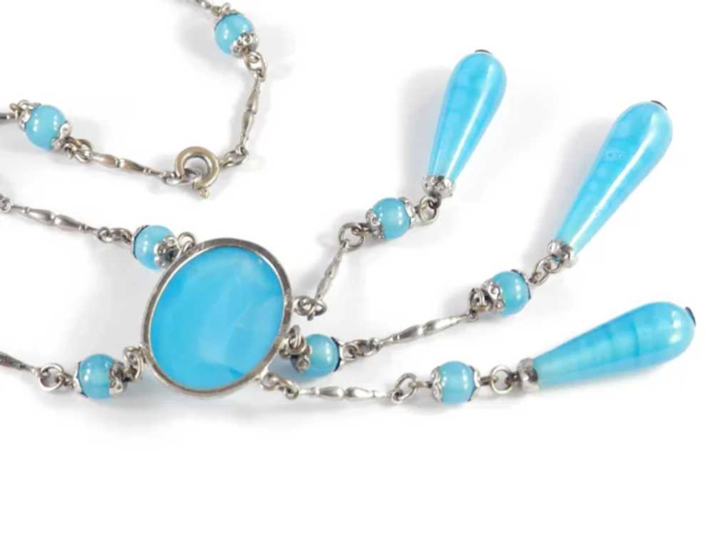 Art Deco Czech Glass Bead Pendeloque Dangle Neckl… - image 5