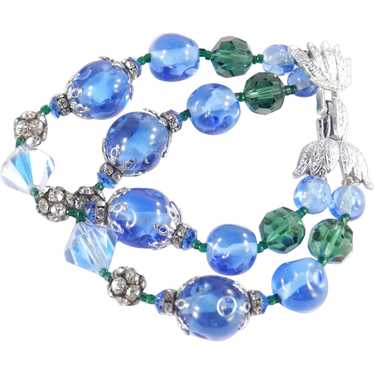 Vendome Coro Glass Bead Rhinestone Bracelet - image 1