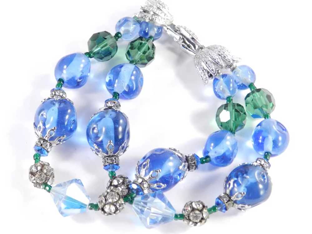 Vendome Coro Glass Bead Rhinestone Bracelet - image 2