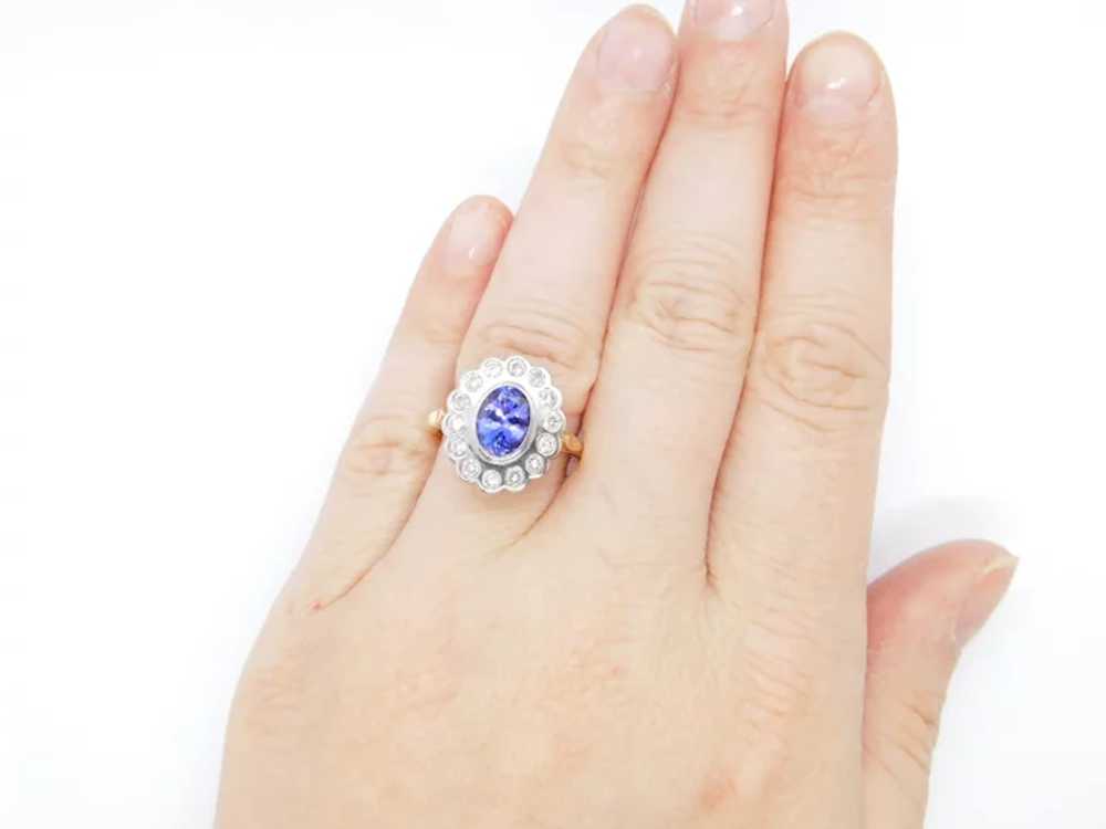 Vintage 1.85 ctw Tanzanite and Diamond Scalloped … - image 11