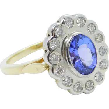 Vintage 1.85 ctw Tanzanite and Diamond Scalloped … - image 1