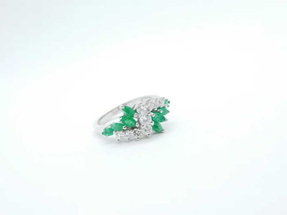 Vintage 1.07 ctw Emerald and Diamond Zigzag Clust… - image 2
