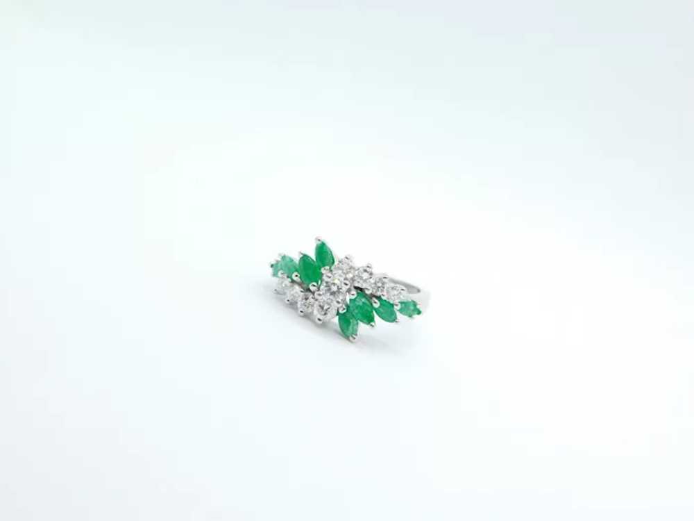 Vintage 1.07 ctw Emerald and Diamond Zigzag Clust… - image 3