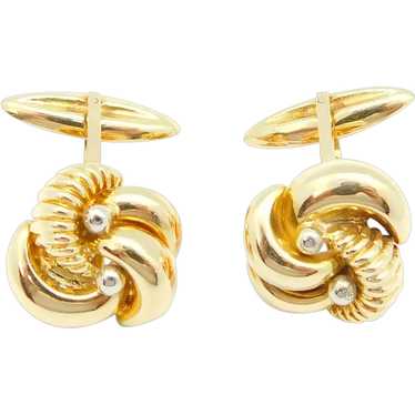 Vintage Men's Fancy Knot Cufflinks 18k Yellow and… - image 1