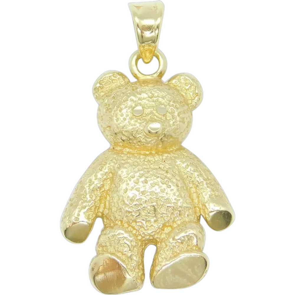 Teddy Bear Charm / Pendant 14k Yellow Gold - image 1