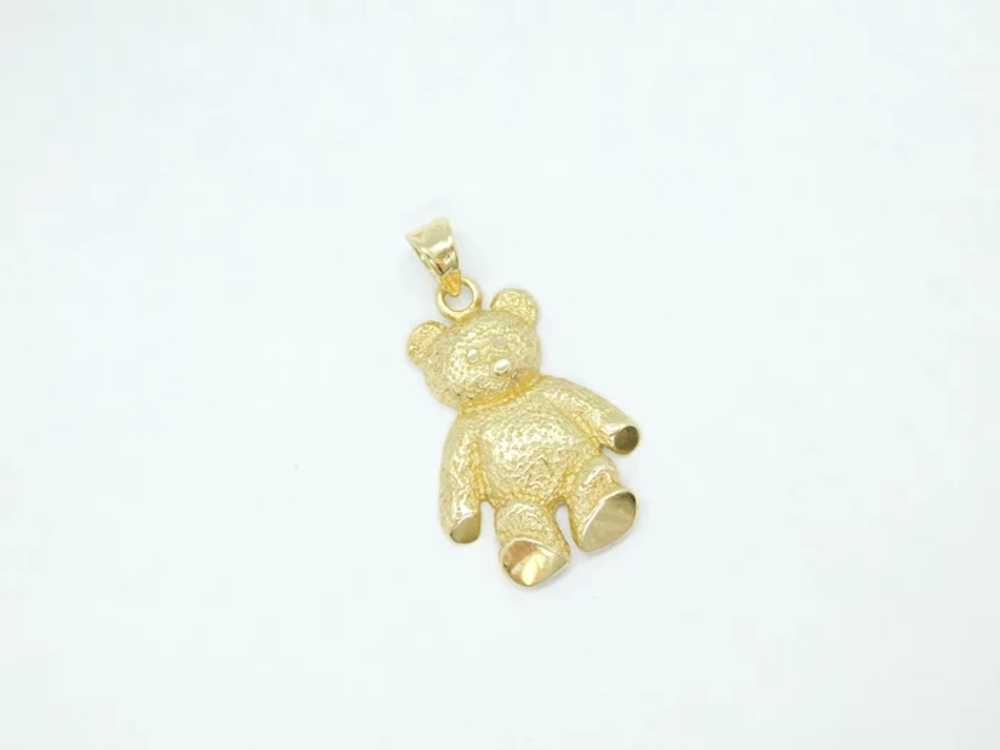 Teddy Bear Charm / Pendant 14k Yellow Gold - image 2