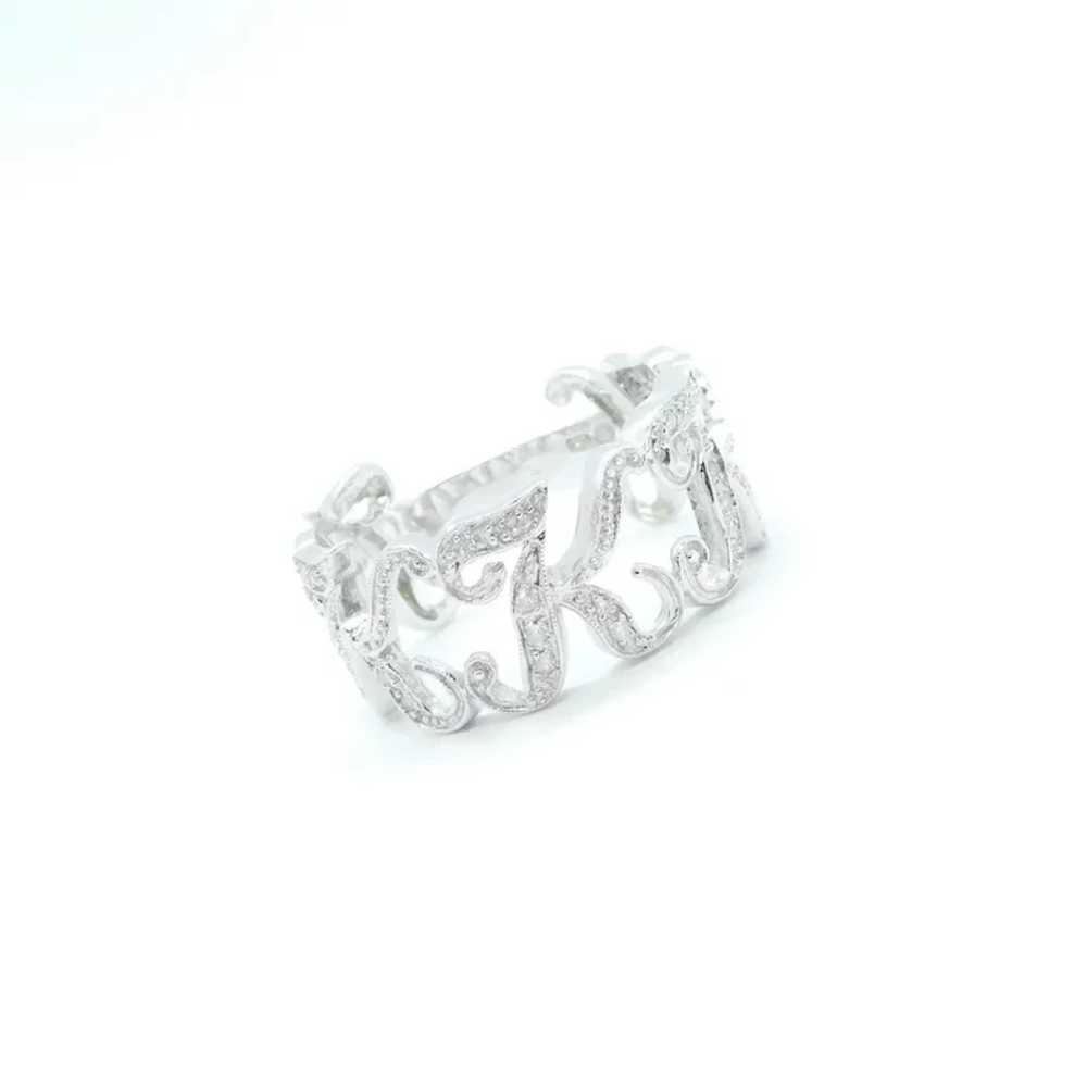 .10 ctw Diamond Letter / Initial K Ring 14k White… - image 2