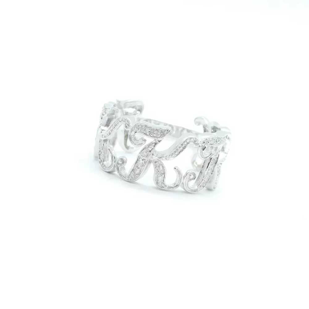 .10 ctw Diamond Letter / Initial K Ring 14k White… - image 3